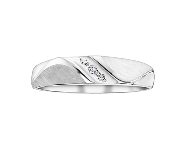 JONC EN OR BLANC SERTI D'UN DIAMANT 